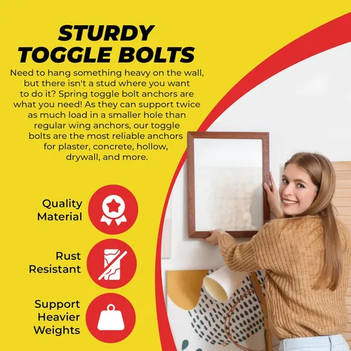 Miniatura 2 de QUALIHOME Anclajes de perno de resorte – Anclajes de pared resistentes para colgar artículos con paredes huecas y más – Anclaje de pared hueco