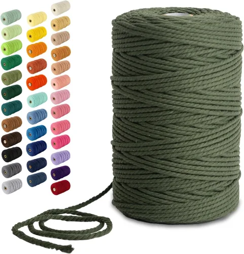 Miniatura 102 de Nook Theory - Cuerda de macramé de 3 mm, 220 yardas de cuerda de algodón, hilo de 4 mm y 5 mm, cuerda para manualidades, perfecta para colgantes