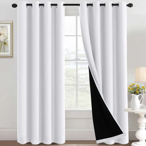 Miniatura 18 de H.VERSAILTEX Cortinas 100% de opacidad para dormitorio, con aislamiento térmico, cortinas opacas completas para sala de estar, cortinas de ventana