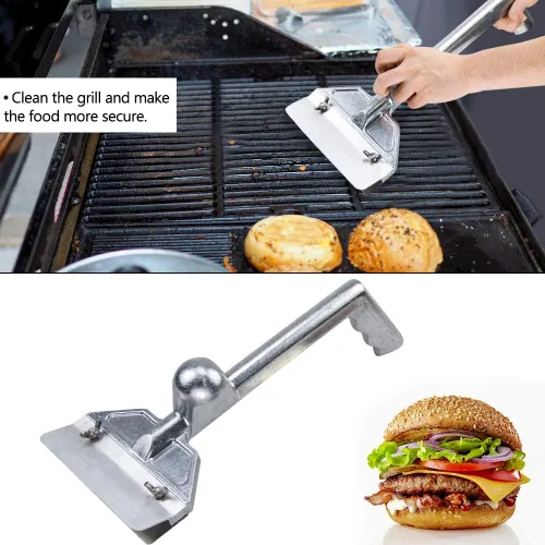 Miniatura 7 de LRui - Juego de raspador de parrilla resistente con 5 cuchillas de repuesto y raspador de parrilla de borde inclinado pequeño, accesorios