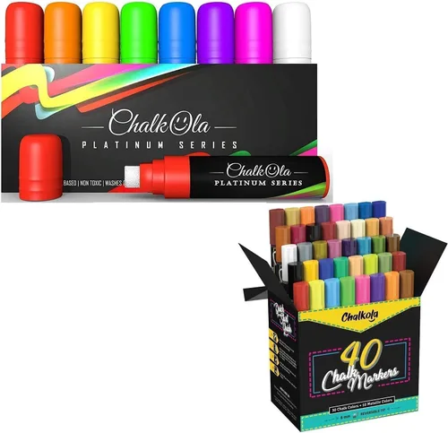 Paquete de arte - 55 marcadores en colores neón, clásicos y metálicos