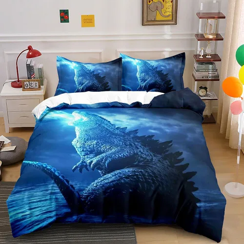 Miniatura 16 de Juego de funda de edredón de tamaño individual, funda de edredón de dinosaurio para hombres, juego de ropa de cama 3D para niños y niños, microfibra