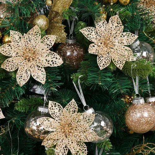 Miniatura 4 de Wironlst 10 adornos para árbol de Navidad con purpurina de champán, adornos para árbol de Navidad, decoración de Navidad para Navidad, vacaciones