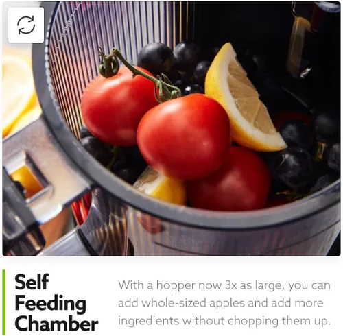 Miniatura 5 de Hurom H-200 - Máquina electrónica de exprimidor lento (plateado), autoalimentación con tolva de boca grande para adaptarse a frutas y verduras