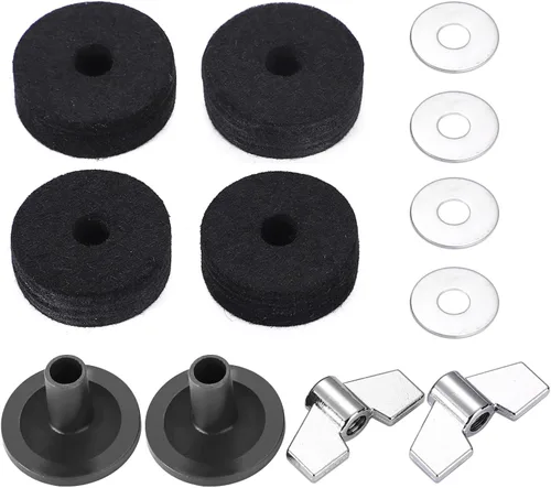 Miniatura 3 de Facmogu 13 piezas de accesorios de repuesto para platillos, embrague estándar Hi-Hat, almohadillas de fieltro para platillo de tambor incluyen Negro