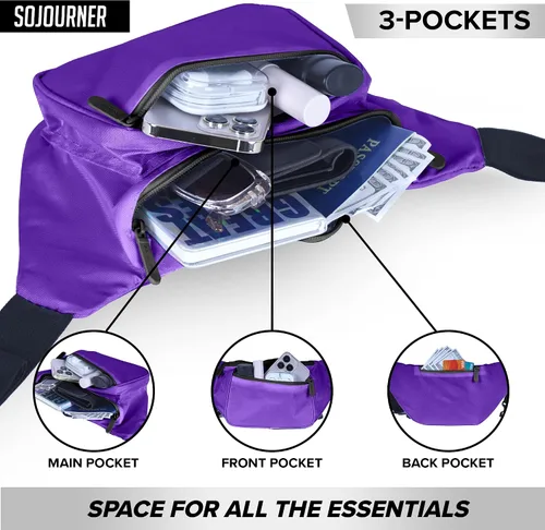Miniatura 5 de Riñonera para hombres y mujeres Riñonera Riñonera ligera para viajes, deportes, senderismo, Morado - Sólido, talla única
