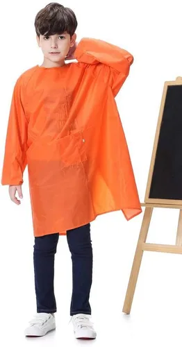 Miniatura 8 de Bata de arte para niños, delantal impermeable con bolsillo para niños, batas de pintura de artista con manga larga para niños y niñas