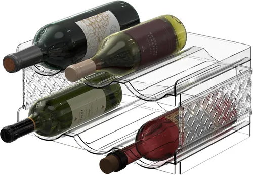 Miniatura 5 de Simple Houseware Organizador apilable de almacenamiento de vasos para botellas de agua de 2 niveles, transparente