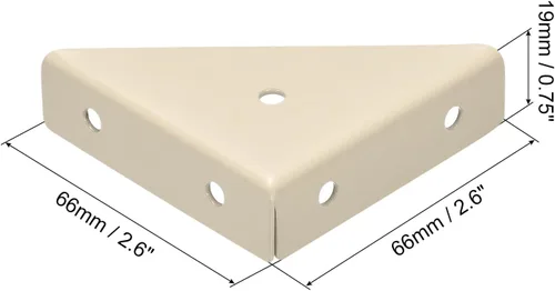 Miniatura 2 de uxcell 4 soportes de esquina angulares de 2.598 in x 2.598 in, soportes de acero laminado en frío con tornillos para borde de escritorio y cama Beige
