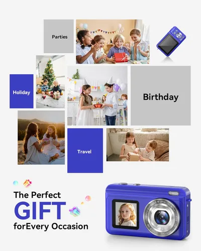 Miniatura 8 de Cámara digital, cámara dual de pantalla real 2.7K para fotografía, cámara de vlogging con enfoque automático para video de YouTube, zoom 16x