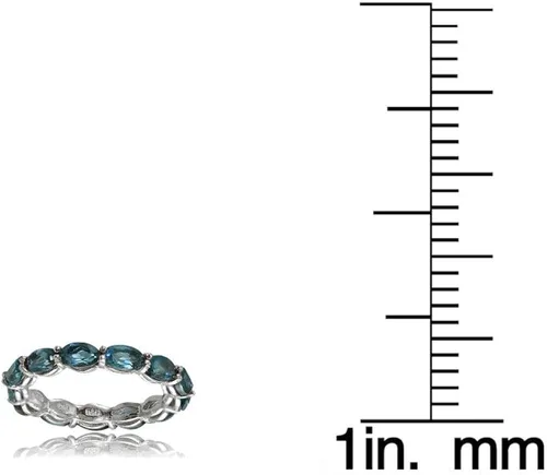 Miniatura 3 de Ice Gems Anillo de eternidad de plata de ley con topacio azul Londres de 0.197 x 0.118 in de corte ovalado