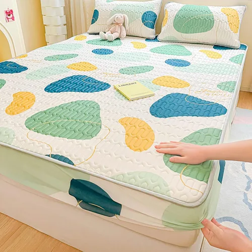 Miniatura 24 de FCLDESHOP Comfort Hotel - Sábana bajera ajustable de bolsillo profundo, juego de sábanas bajeras y fundas de almohada de seda de hielo de látex