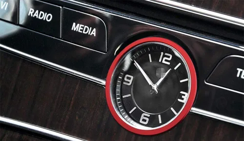 Miniatura 5 de iJDMTOY Anillo de aluminio rojo para decoración de salpicadero interior de reloj analógico compatible con Mercedes W205 Clase C W213 Clase E X205