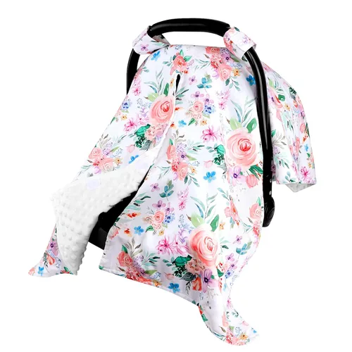Funda para Asiento de Carro de Bebé, Toldo de Asiento de Carro con Abertura Peekaboo de Primavera para Bebés Niñas y Niños, Fundas de Lactancia Flor