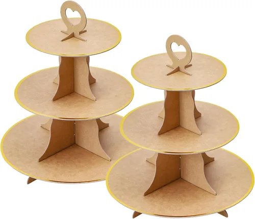 Miniatura 19 de Soleebee Soporte redondo de 3 niveles para cupcakes, torre de cartón para cupcakes, torre de soporte para pasteles de postre para decoración