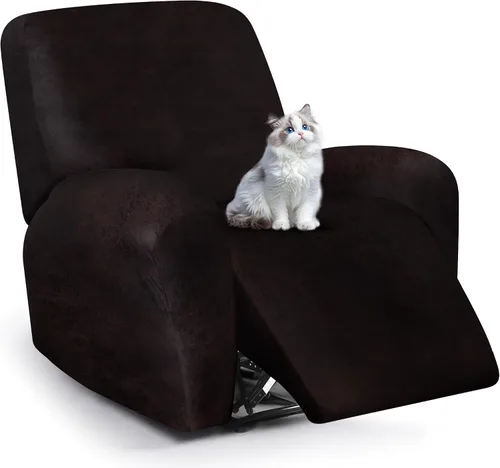 Miniatura 38 de ANARACHON Fundas para sillas reclinables con aspecto de cuero, funda elástica de 4 piezas, funda suave para silla reclinable, protector de muebles