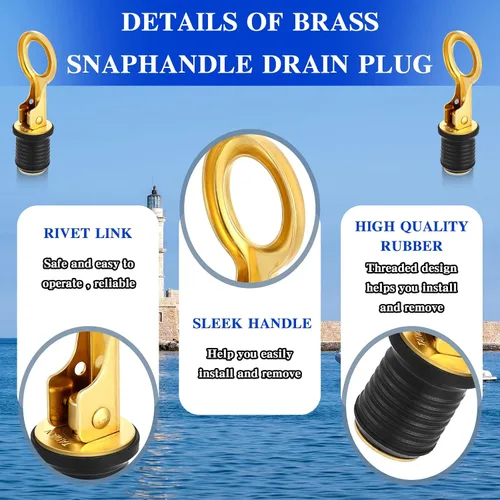 Miniatura 5 de Amyhill 4 Pcs Boat Plugs Snap Handle Boat Plugs for 1 Inch Diameter Marine Drain Twist Metal Rubber Accessories for Lifeboats Fishing Boats Ferries