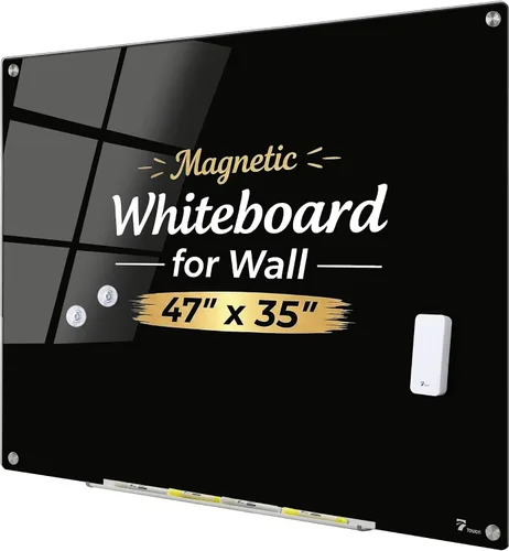Miniatura 11 de TOWON Pizarra blanca de cristal de 6 x 4 pies, pizarra blanca magnética negra de borrado en seco de 72 x 48 pulgadas, pizarra de borrado en seco