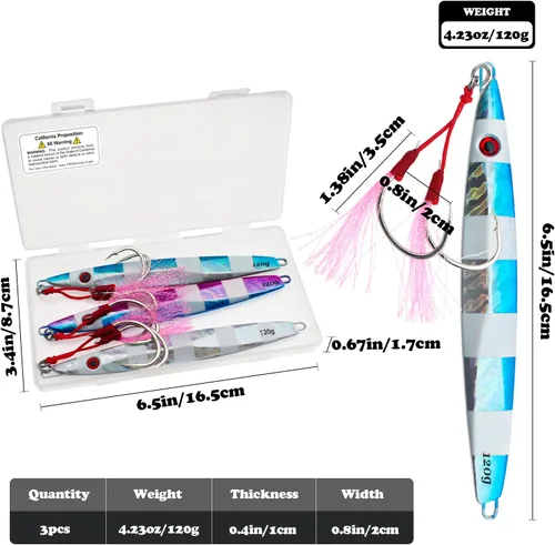 Miniatura 2 de Plantillas de pesca verticales de agua salada, cuchara de jigging vertical, señuelos de atún de pesca, señuelos artificiales de pesca para atún