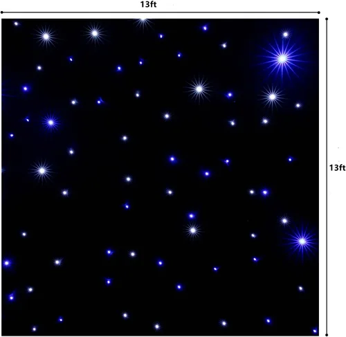 Miniatura 2 de Cortina de telón de fondo LED de 13 x 13 pies, cortina LED blanca + azul para escenario, cortina de tela de cielo estrellado DMX512 para eventos