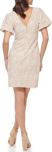 Miniatura 3 de GUESS Vestido tubo corto con ojales y manga abombada para mujer