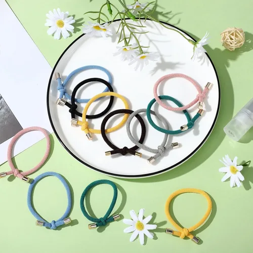 Miniatura 3 de Canlierr 48 ligas para el cabello anudadas de colores, lazos ajustables para el cabello, lazos elásticos sin daños, soportes para cola de caballo