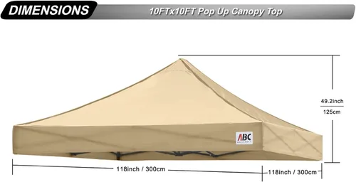 Miniatura 3 de ABCCANOPY - Toldo de repuesto para carpa desplegable (10x10 pies, beige)