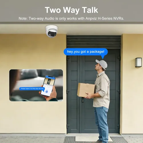 Miniatura 7 de Anpviz Cámara IP PoE de doble lente con cable de 4k 8MP, cámara de seguridad panorámica de 180° para exteriores con luz estroboscópica roja y azul