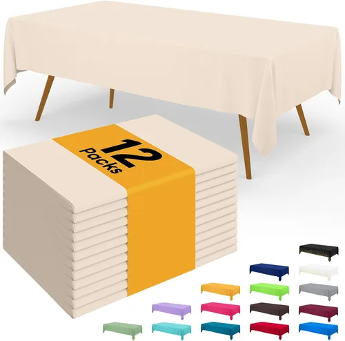 Miniatura 112 de Smiry - Juego de 6 manteles desechables, 54 x 78 pulgadas, manteles impermeables rectangulares para fiestas, cubierta de mesa de plástico