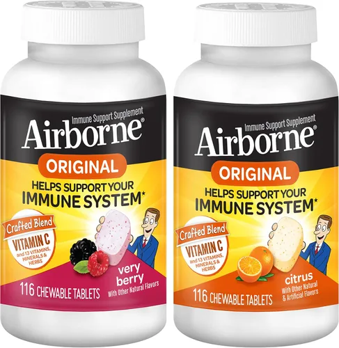 Miniatura 20 de Vitamina C 1000 mg (por porción), tabletas efervescentes Airborne Very Berry (36 unidades en una caja), suplemento de apoyo inmunológico sin gluten