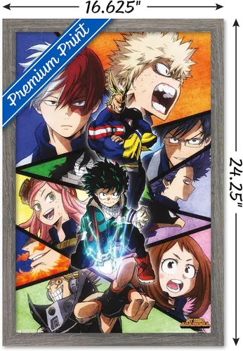 Miniatura 3 de Trends International My Hero Academia-Faces - Póster de pared de 14.725 x 22.375 pulgadas, versión con marco en color madera rústica