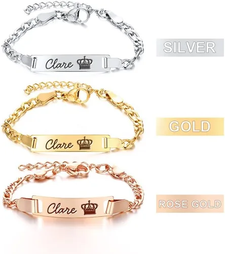 Miniatura 3 de WNNNS Pulsera de identificación personalizada con barra de nombre, regalos de joyería para bebés, niñas, niños, mamá, papá, parejas, para baby