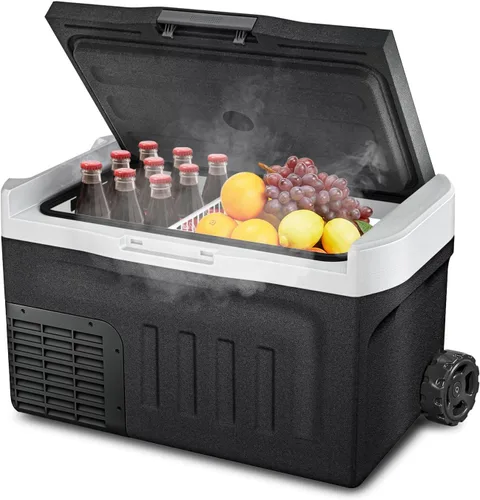 Miniatura 10 de Erivess Refrigerador portátil de 12 voltios, congelador compresor de 12QT (11L), 12/24V CC y 110-240V CA, modo dual -4℉~68℉, refrigerador