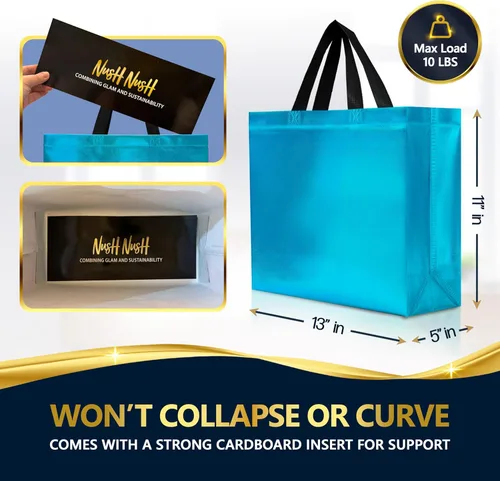 Miniatura 5 de Nush Nush Bolsas de regalo de color azul aguamarina de gran tamaño – Juego de 30 bolsas de regalo azul claro brillante con asas a granel – Bolsa