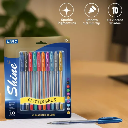 Miniatura 6 de Paquete de 10 bolígrafos de gel con purpurina Shine - Surtido