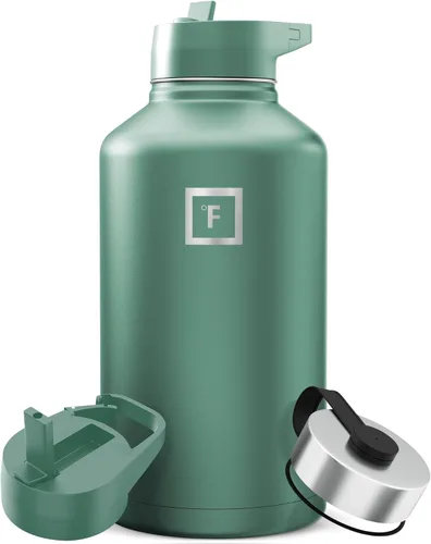 Miniatura 105 de IRON °FLASK Frasco de hidratación para acampar y senderismo con pajilla, botella de agua deportiva de acero inoxidable con aislamiento de boca Dark