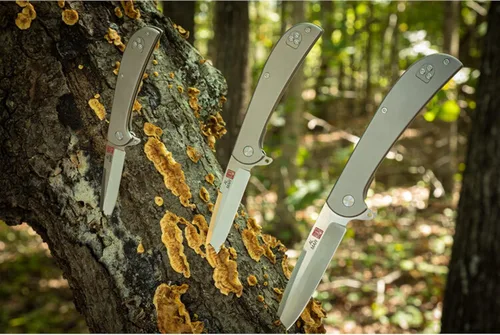 Miniatura 8 de Al Mar Cuchillos Ultralight Hawk Cuchillo plegable con mango de titanio de 2.75 pulgadas, titanio