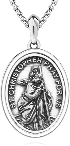 Miniatura 567 de Collar de plata de ley 925 con medalla de San Patrón, colgante de protección católica, amuleto, joyería religiosa para hombres y mujeres