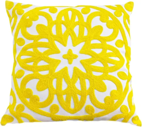 Miniatura 40 de Alysheer - Funda de almohada lumbar decorativa bordada 12" x 20", patrón de bordado clásico Boho Mandala, funda de cojín rectangular de algodón