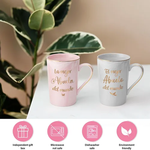 Miniatura 5 de Maustic Abuela Abuelo Regalos en español, Las Mejores Tazas de Café de Abuela y Abuelo, Tazas de Café de la Mejor Abuela y Abuelo del Mundo, Regalos