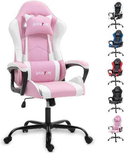 Miniatura 11 de Silla de masaje para juegos, silla ergonómica de escritorio para PC con reposacabezas y soporte lumbar de masaje, silla de videojuegos con respaldo