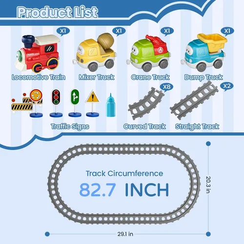 Miniatura 2 de Juego de tren eléctrico para niños pequeños con sonido y luces, juguetes de tren de conexión magnética con pistas y señales de tráfico, regalo