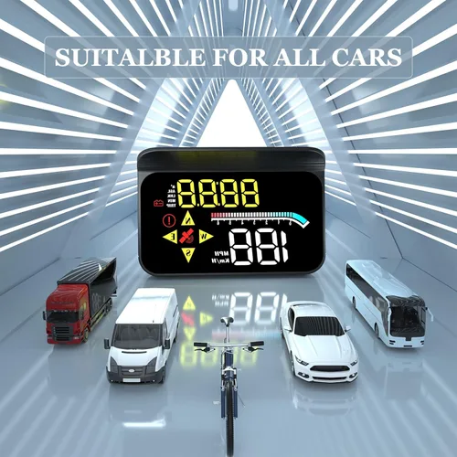 Miniatura 7 de Liiiyuan HUD M17, pantalla frontal OBD2 y GPS sistema dual velocímetro para coche, velocímetro digital con velocidad, dirección de viaje y alarma