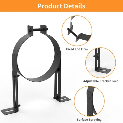 Miniatura 3 de Soporte de tubo de chimenea de 6 pulgadas, correa de pared de ventilación ajustable, colgador de tubo de estufa de acero inoxidable para tubos