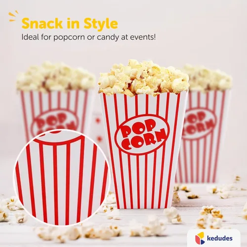 Miniatura 5 de Kedudes Cajas de palomitas de maíz de noche de película para fiesta (paquete de 20) – Cubos de papel para aperitivos – Decoraciones de fiestas