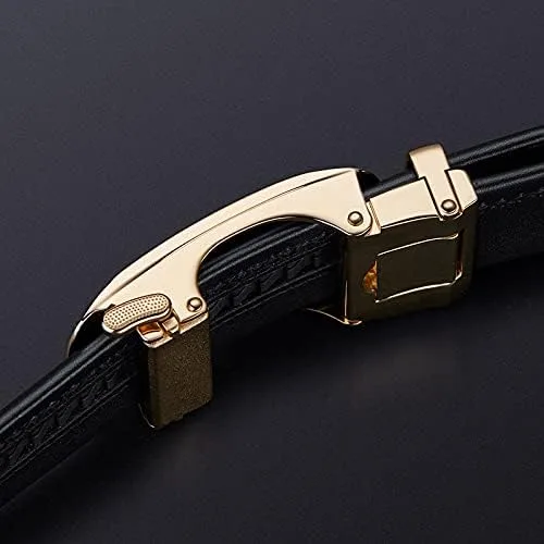 Miniatura 9 de VANNANBA Cinturones de trinquete de cuero para hombre, cinturón de cintura con hebilla automtica, cinturón para hombre con caja de regalo