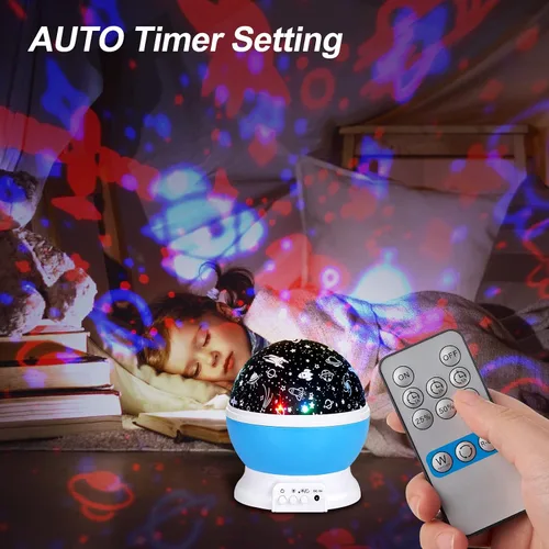 Miniatura 2 de Luces nocturnas de Navidad para bebé con control remoto, proyector de luna de rotación de 360 grados, 4 bombillas LED, 8 luces que cambian