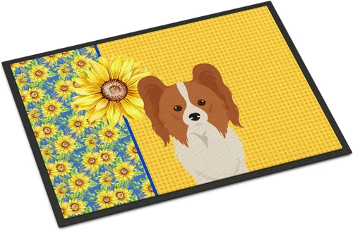 Miniatura 144 de Caroline's Treasures WDK5313MAT Airedale Terrier - Tapete para puerta delantera de 18 x 27 pulgadas, diseño de girasoles de verano, para entrada