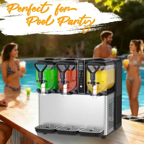 Miniatura 8 de Máquina comercial para granizar, 1.05 galones x 3 tanques, máquina de margarita congelada con luces LED para fiesta de cumpleaños de negocios