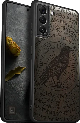 Miniatura 10 de Carveit Funda de madera para Galaxy S22 Ultra [madera natural y TPU suave negro] a prueba de golpes, diseño único de madera compatible con Samsung